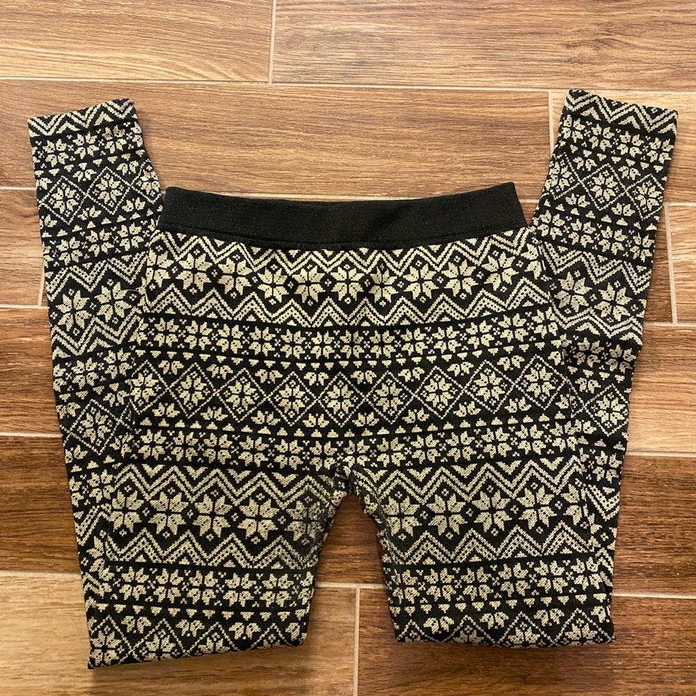 Faded Glory Black/Cream design Tights-Size XL
